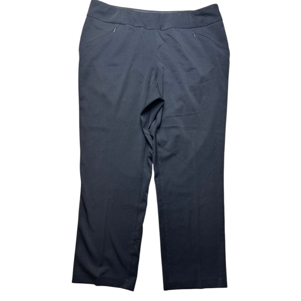 Investments II Black Straight Leg Pull On Dress Pants Plus Size 18WR Zip Pockets